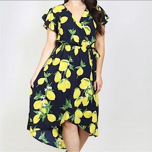 Scobe Lemon Faux Wrap Dress